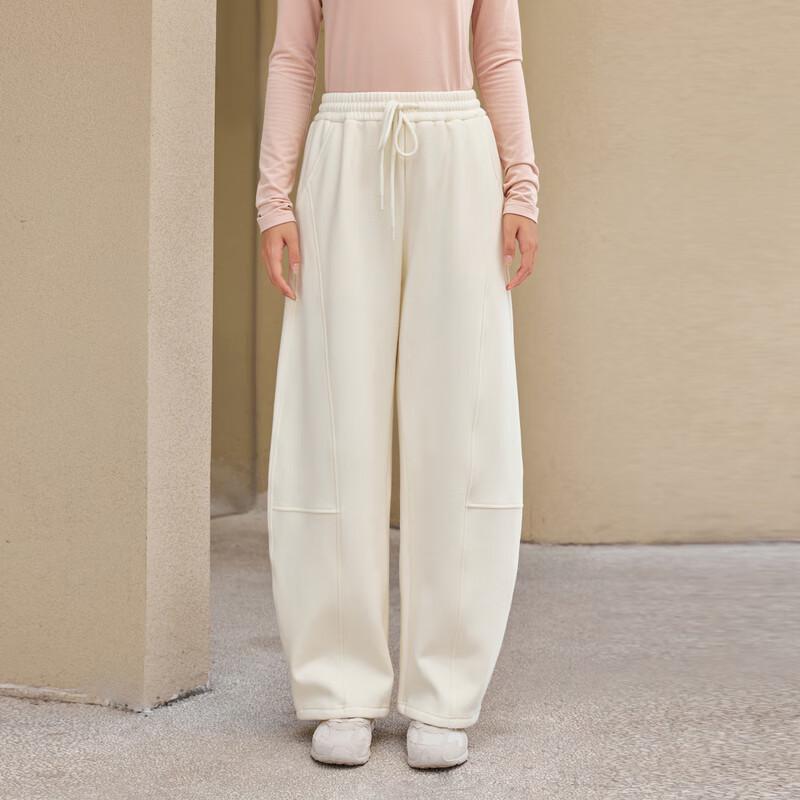 LEDING Women's High-Waist Fleece-Lined Knitted Banana Pants