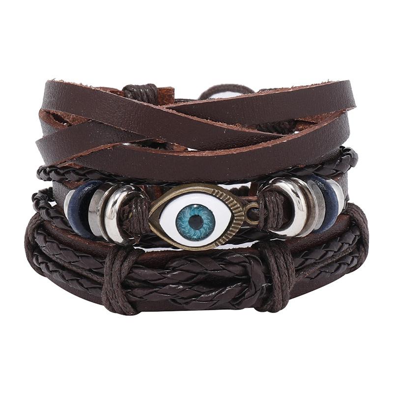 ZORCVENS Classic Hand-Woven Leather Bracelet Multilayer Men Bracelets Punk Beads Bangle for Friend Charm Jewelry Gifts