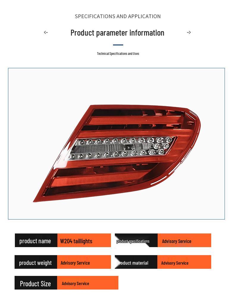 Compatible with Mercedes-Benz C-Class 07-15 W204 Rear Tail Brake Light 2049060203 2049060503