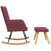 Rocking Chair with Footstool Fabric Burgundy