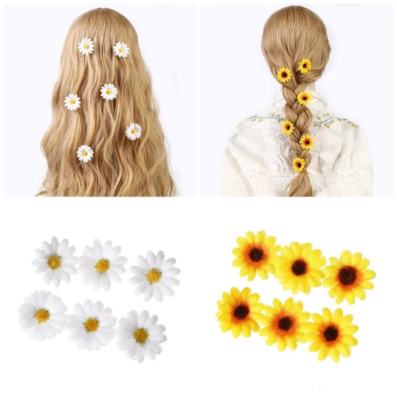 Festival Sunflower Hair Clip Set of 6 for Women Girl Fashion Daisy Hair Barrettes Side Hair Pin Party Hair Styling Tool