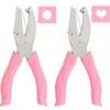 2Pcs Handheld Hole Paper Punch,Heart/Star/Circle Hole Punch 1/4 Inch Metal Single Hole Paper Punch, with Soft-Handled for Tags Clothing Ticket