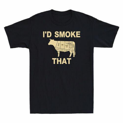 I d Smoke That Funny Cow BBQ Grilling Gift Vintage Men Short Sleeve T-shirt XXXXL