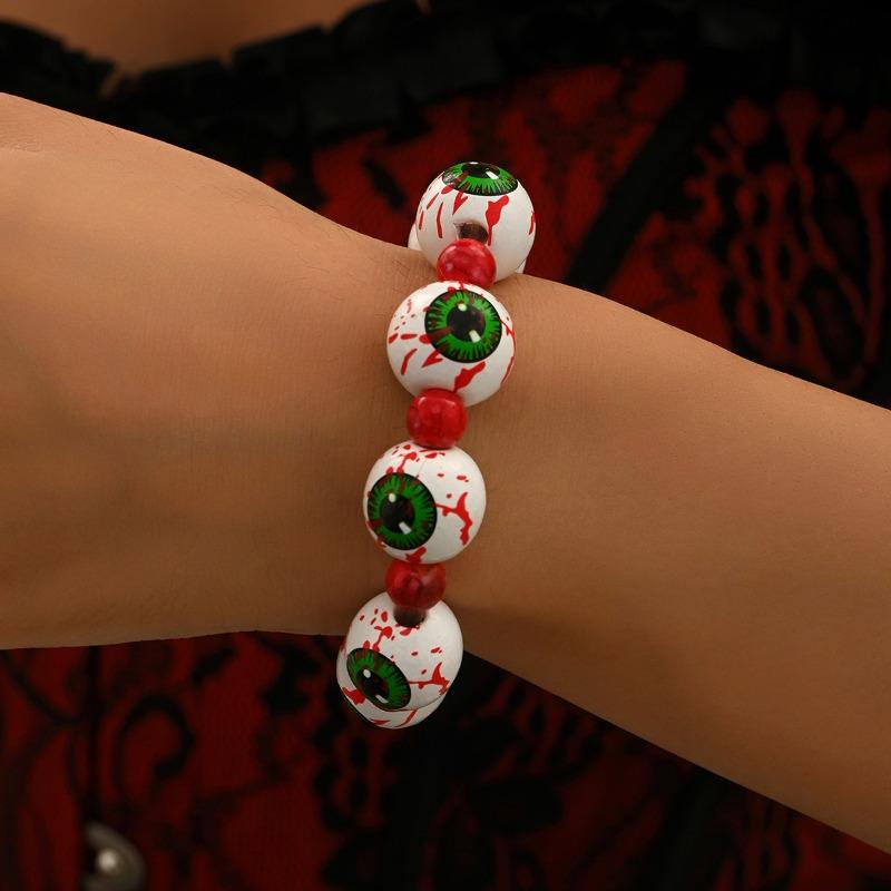 Halloween Necklace Bracelet Exaggerated Niche Dark Wind Trend Bat Pumpkin Eye Beaded Bracelet