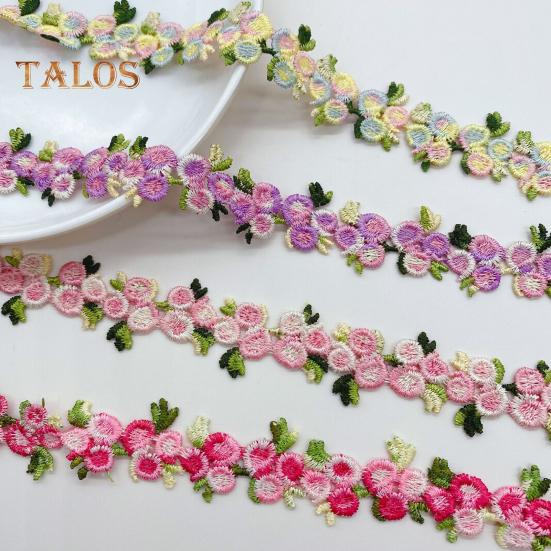 15 Yards Flower Lace Trim Ribbon Polyester Embroidered Lace Applique Strip Flower Lace Ribbon Sewing Fabric for DIY Crafts Wedding Decorations