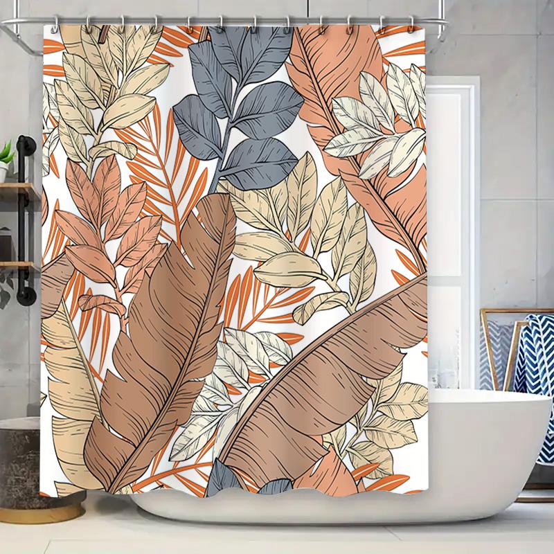 

Banana Leaf Shower Curtain Modern Bathroom Decor Waterproof Fabric With Hook Rings For Bathtub Or Showers W60H190(CM)-1 Pcs