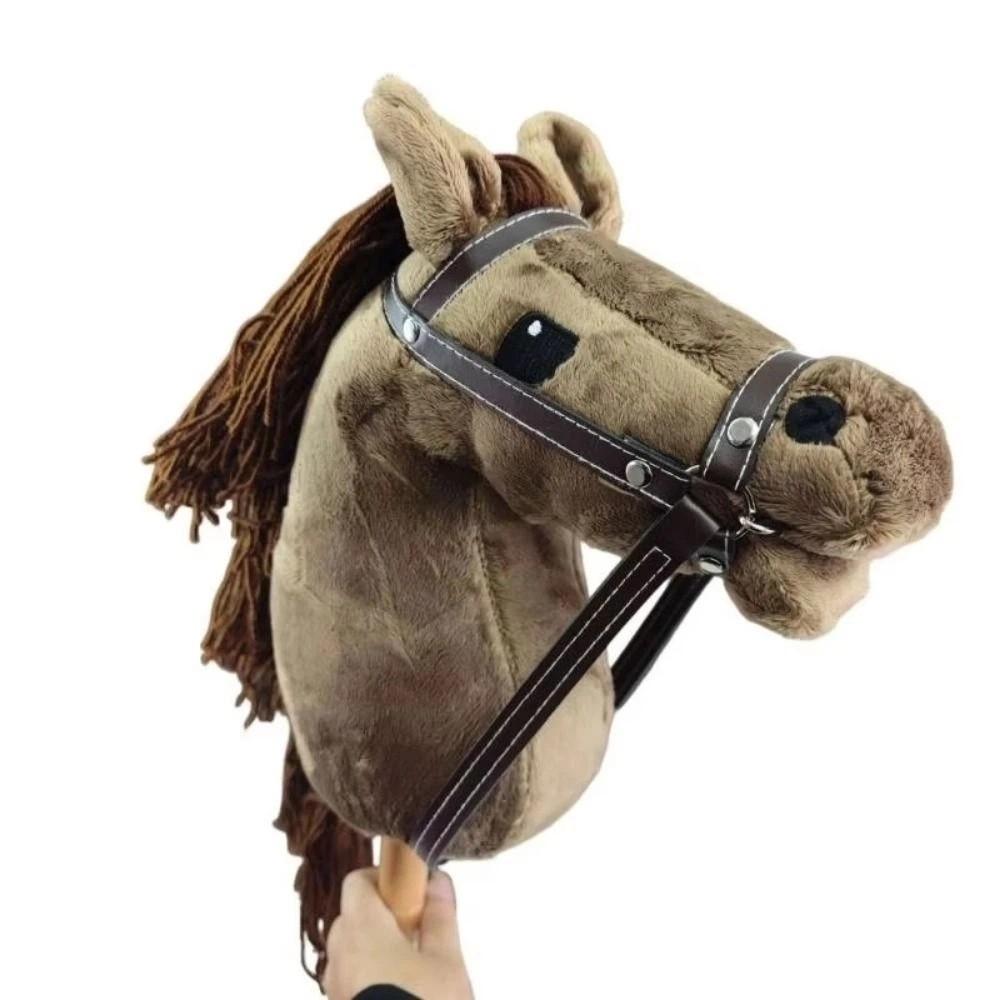 Soft Plush Horse Ride-On Stick Toy Kids Pretend Play Children's Horse Riding Toy  Party Decor