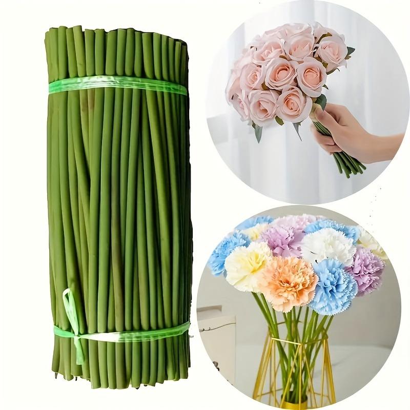 100 Artificial Flower Stems DIY Handicrafts Plastic Rod with Metal Wire Core for Floral Lotus Sunflower Water Lily Support Tube