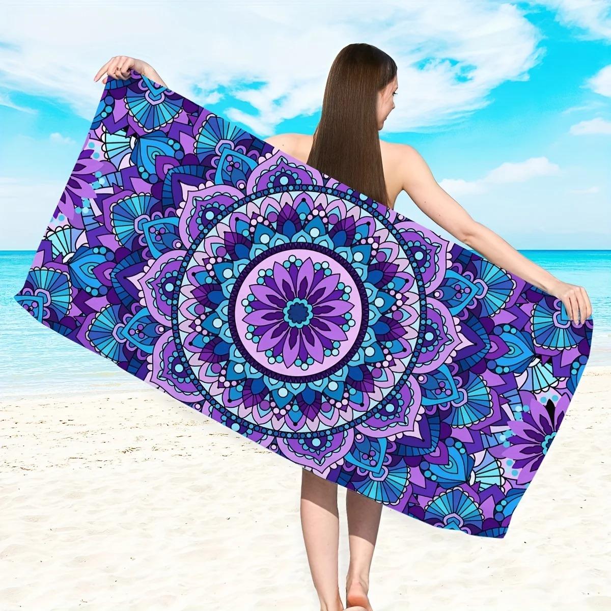 

Mandala Pattern Microfiber Beach Towel - Soft, Absorbent, Quick-drying - Perfect for Swimming, Camping and Bathing H30xW50cm
