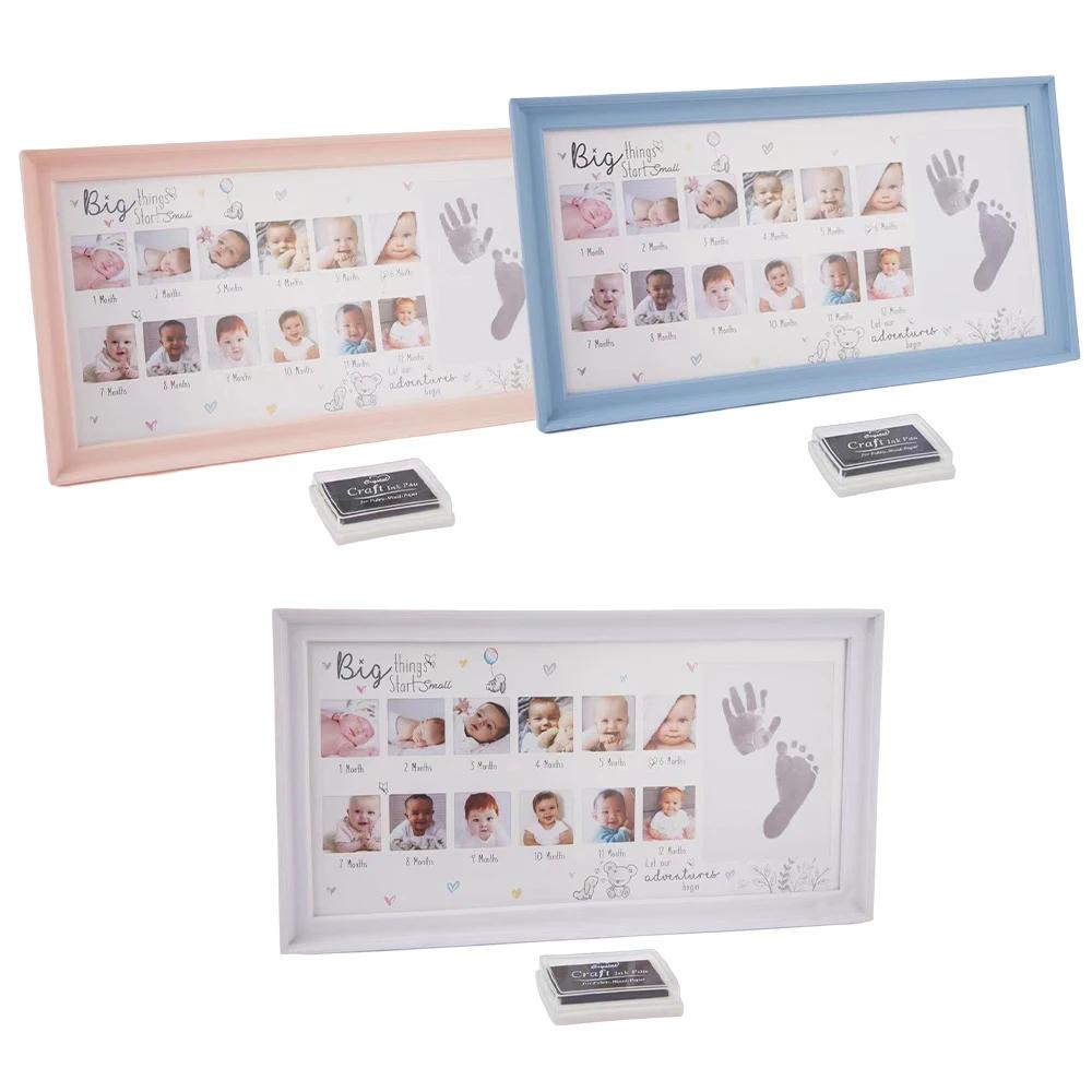 39X21 Cm Baby Wachstum Foto Rahmen 12 Monate Hand und Fuß Drucke Memorial Infant Ein Jahr Alt Wachstum Rekord Kreative Foto Rahmen