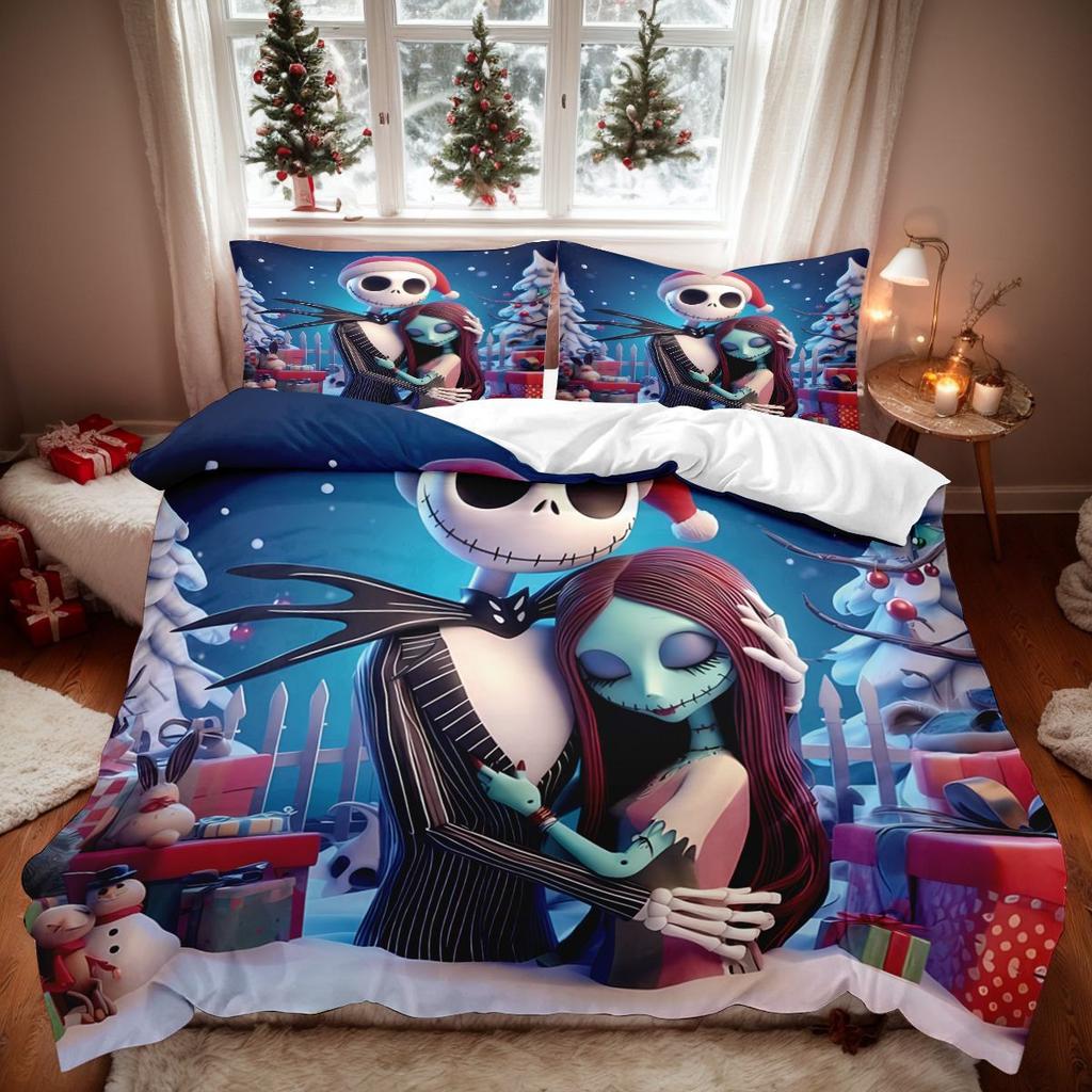 Halloween Nightmare Christmas Bedding Set Jack And Sally Duvet Cover Set Comforter Bedding Sets Bed Set Home Decor Bedding Set