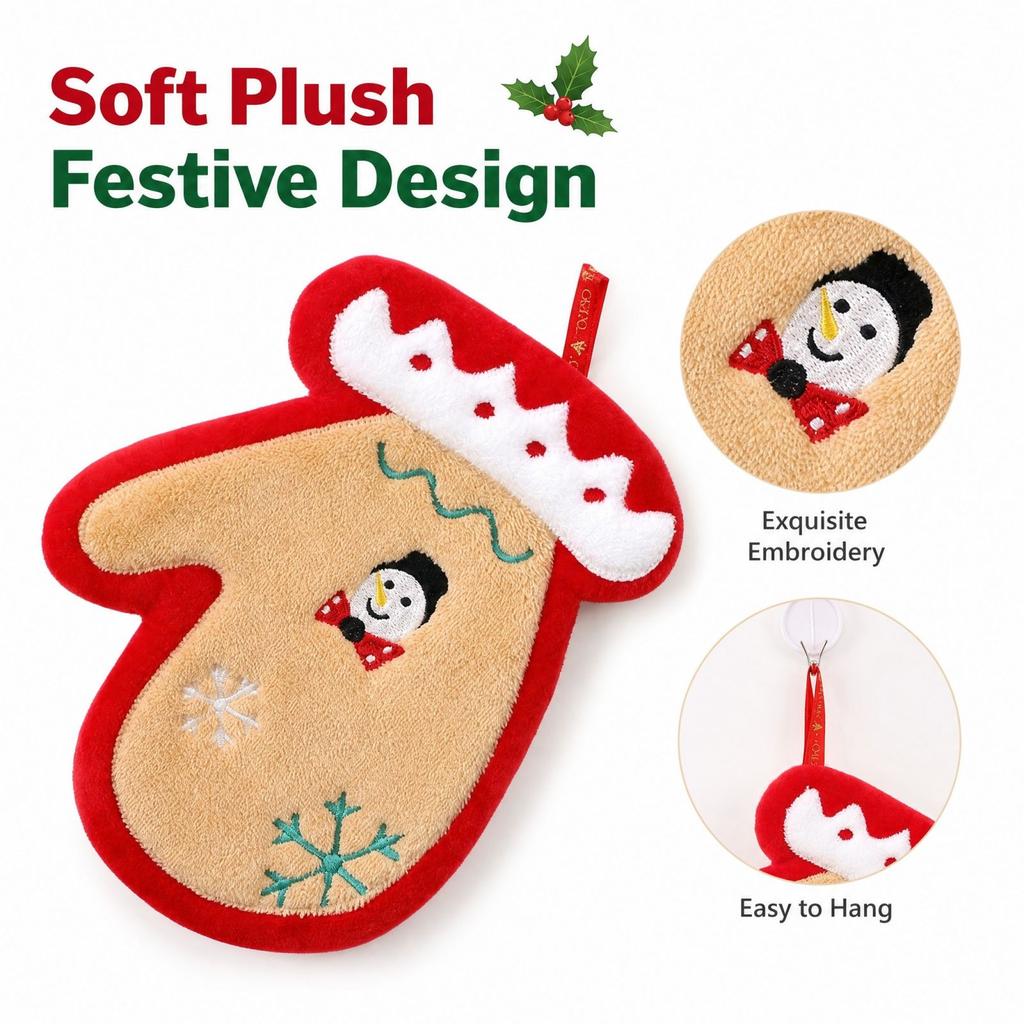 Christmas Cute Kitchen Hand Towel, Thick Hanging Dish Towel, Quick Dry Absorbent Cloth for Holiday Kitchen Decor
