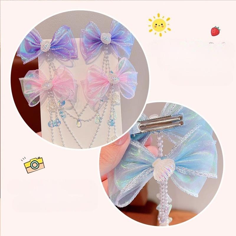 Mermaid Hairpin Children's Princess Headdress Bow New High-end Head Chain Girls' Clip Treasure Hair Accessories