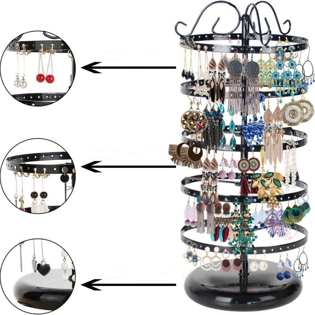 Home Multifunctional Rotating Jewelry Storage Display Rack, Made of Iron, Can Store Earrings, Earrings, Studs, and Earrings