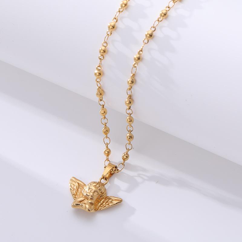 Design Sense Angel Necklace Light Luxury Personality Titanium Steel Versatile Non-Fading Clavicle Chain