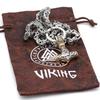 Nordic Wolf Men Necklace Viking Wolf Head Pendant Stainless Steel Norse Amulet Jewelry Scandinavian Rune Accessories