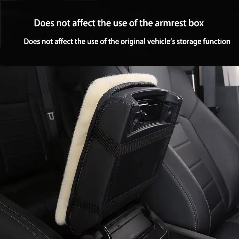 Soft Furry Plush Car Armrest Box Pad Cover Warm Center Console Box Armrest Pad Cushion Universal Women Car Interior Accessories
