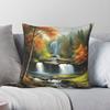 Trees And Waterfalls Square Pillowcase Polyester Linen Velvet Pattern Zip Decor Pillow Case Home Cushion Cover