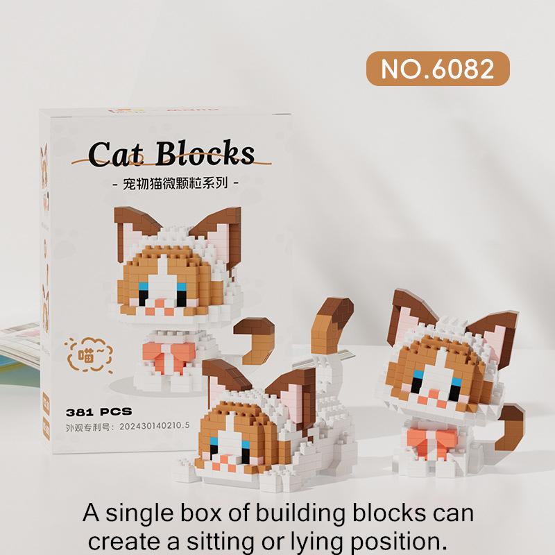 Micro Particle Building Blocks Cute Pet Cat Series Cute Diy Assembled Toys Orange Cat Black Cat Gift Children's Puzzle Gift