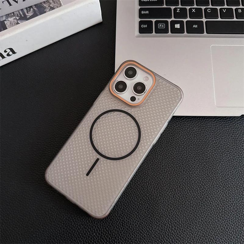 Cooling Heat Dissipation Magnetic Phone Case For iPhone 16 15 14 Plus 13 12 Pro Max Case Breathable Hard Back Cover For Magsafe