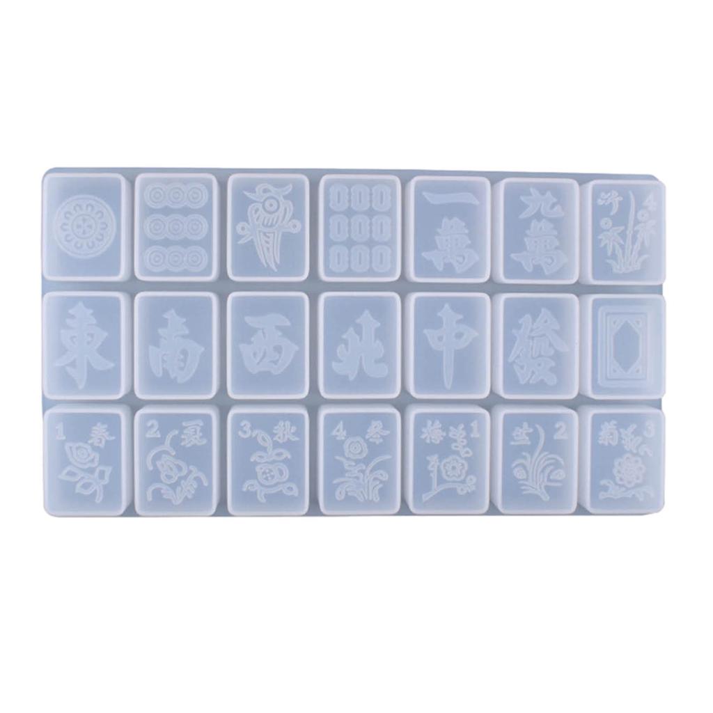 DIY Mahjong Silicone Mold Handmade Mahjong Making Supplies Crystal Glue Mold Mahjong Game Pieces Tiles Resin Cake Silicone Molds