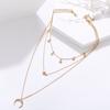 Women Necklace Three-layer Hip Hop Style Adjustable with Extended Length Hollow Chain Round Pendant Lady Clavicle Necklace Neck Jewelry