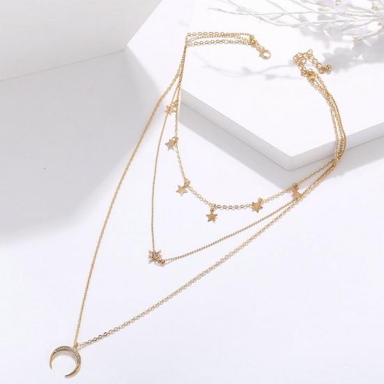 Women Necklace Three-layer Hip Hop Style Adjustable with Extended Length Hollow Chain Round Pendant Lady Clavicle Necklace Neck Jewelry