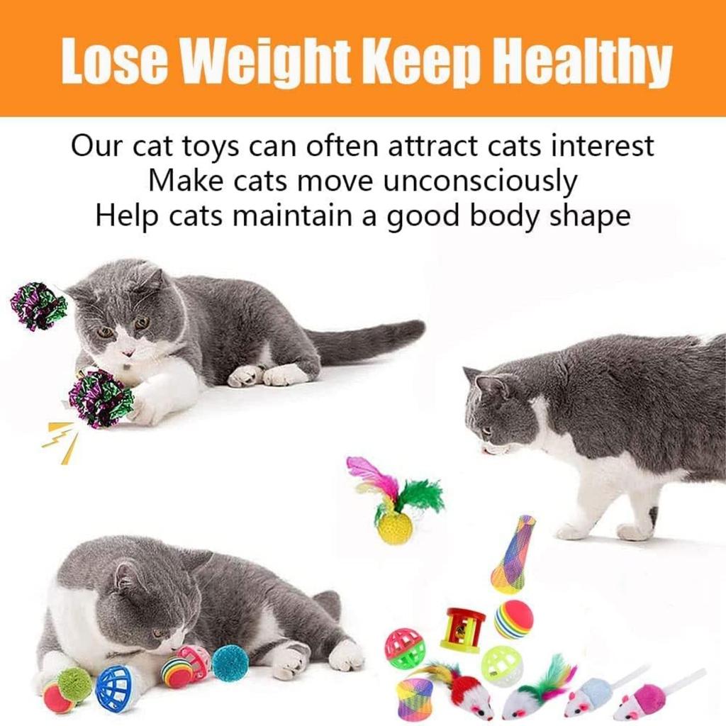 Speedy Panther 22 Pcs Cat Toys for Indoor Cats Adults Interactive Kitten Toys Cat Tunnel Mouse Feather Teaser Wand Spring Toy