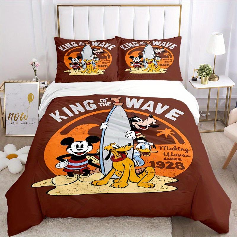 3pcs Characters Surfing Bedding Set Includes Quilt Cover and Pillowcases, Suitable for All Seasons Q006