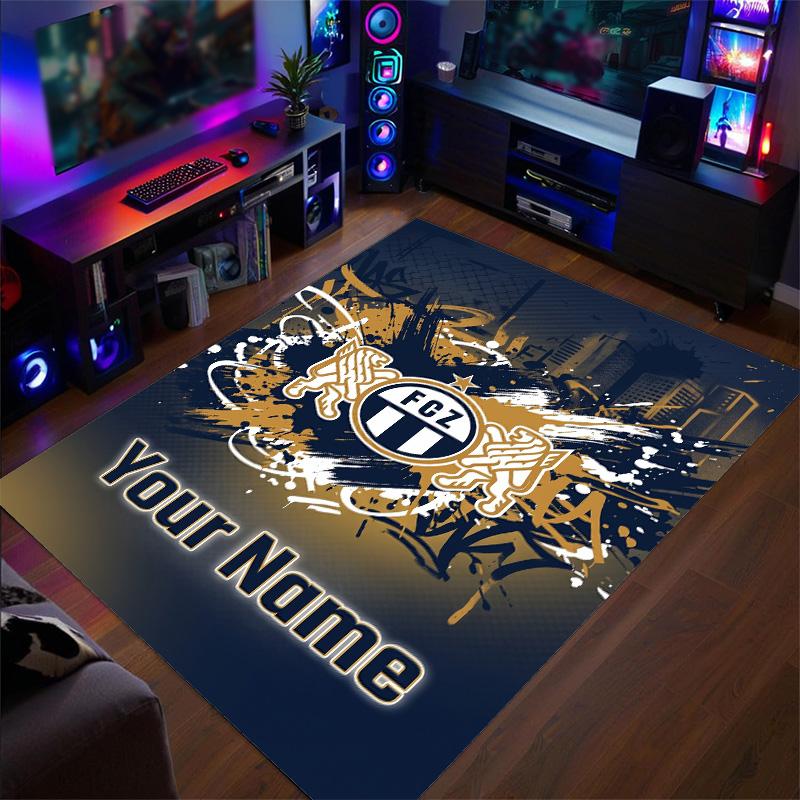 Crystal Velvet Rug FC Zürich Print Custom Name Text Floor Mat Home Decor