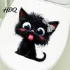 Kreative Wohnkultur Geschenke Halloween Niedliche Zunge Raus Schwarze Katze Toilettendeckel Aufkleber Cartoon Kätzchen Verspielt Sitz Kunst Badezimmer Aufkleber Wasserdicht