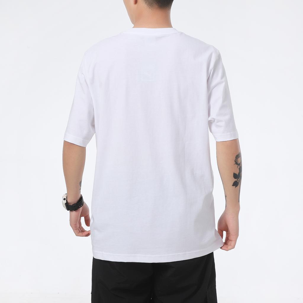 Puma Classics Loose Sport Printed Round Neck Breathable Short Sleeve T-Shirt Men Tops White 532636-02