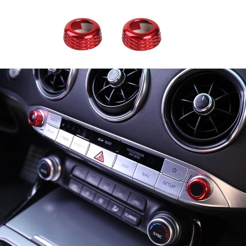

Interior Accessories 2PCS Aluminum Alloy Air Conditioner Sound Knob Ring Cover For Kia Stinger 2018- A For Red