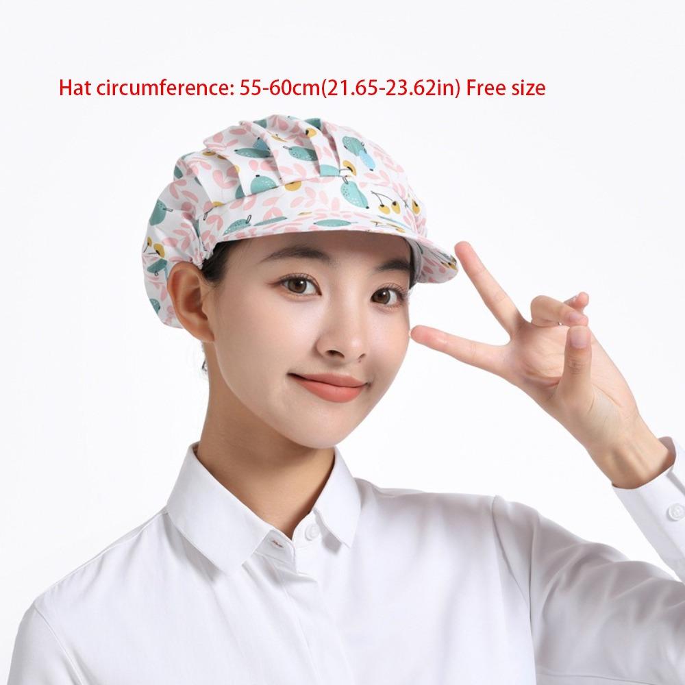 Dust Proof Chef Hat Flower Printed Sanitary Cap New Work Cap  Hotel Restaurant