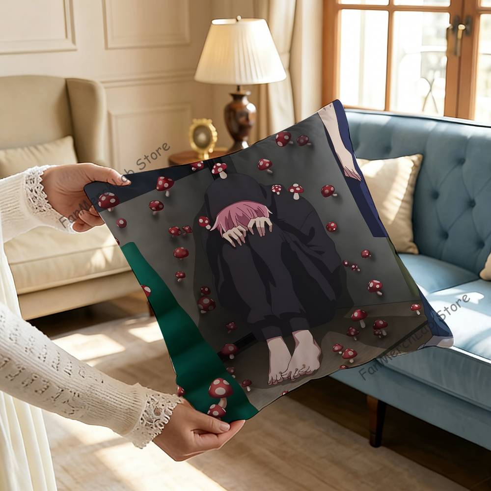 TTamon  Anime Fukuhara Pillow Covers Cartoon Sofa Decorative Home Doublesided Printing Short Plush Cute Cushion Cover