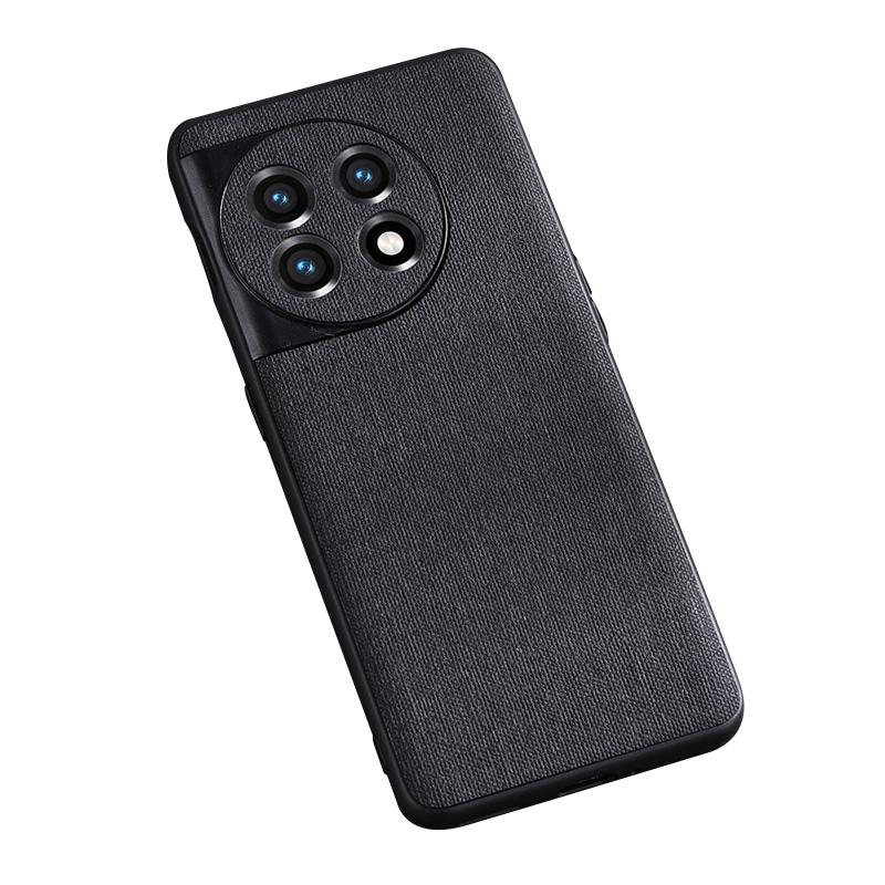 

For OnePlus 11 5G Cloth Texture Phone Cover Anti-scratch TPU Protective Case Black