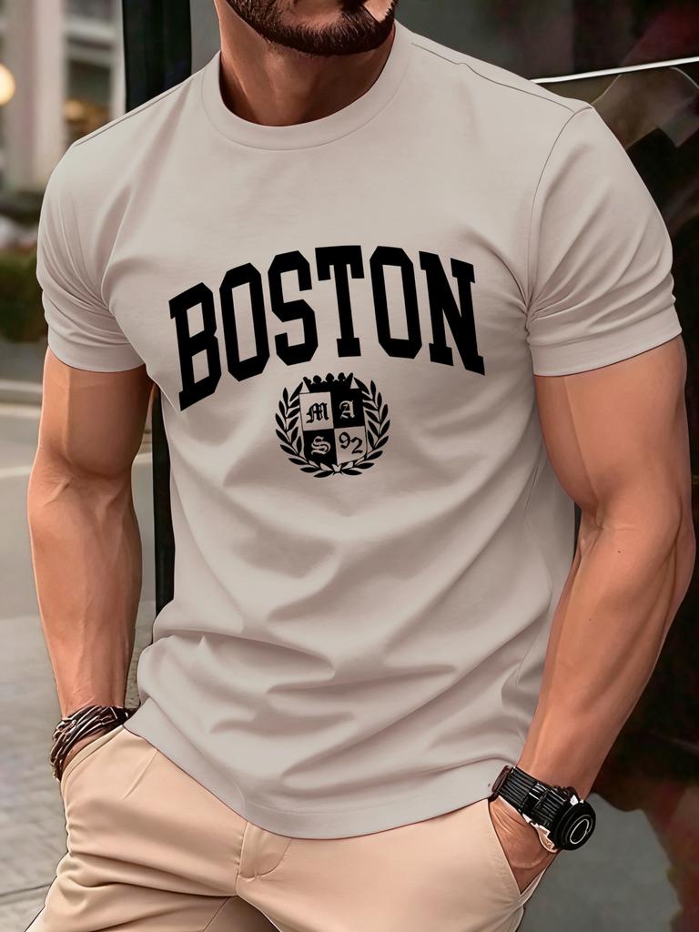 The Sacred Badge Of Boston Print Tee Shirts ONeck Loose Short Sleeve Trendy Cotton Sportswear Unisex Comfortable Summer TShirt