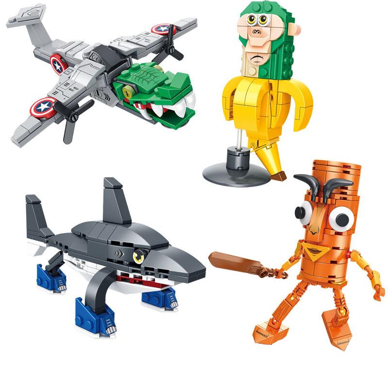 Shark Figurine Tungtungsahur Figure Building Blocks Funny Doll Desktop Decoration Tralalero Tralala Figure Children Block Toy