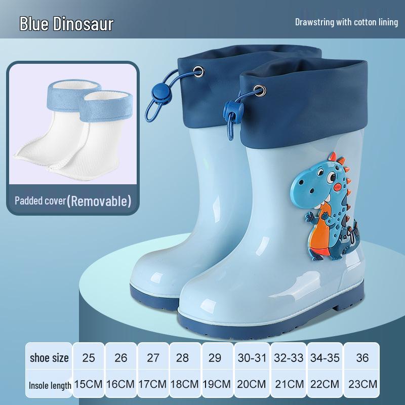 Kinder Cartoon Regenstiefel, Rutschfest mit elastischer Öffnung und weicher Samtsohle für ältere Kinder