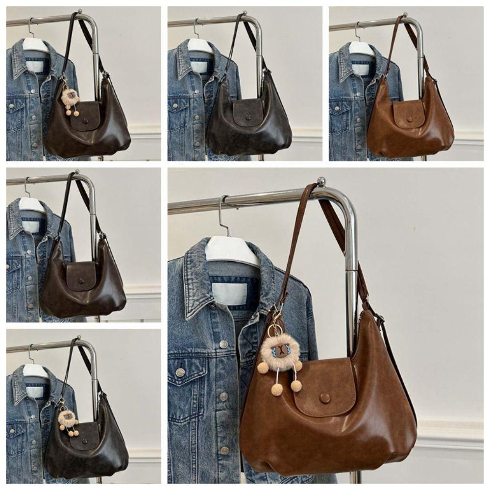 Large Capacity PU Hobo Bag Anti-splash Water Texture Handbag Classic French Underarm Bag Work