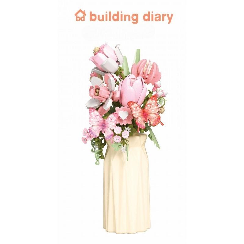 Romantic Flower Bouquets Building Blocks Set - Floral Assembly Construction Toy For Holiday Gift Idea