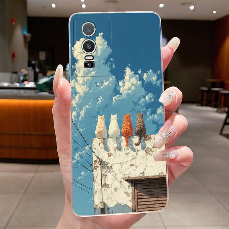 Casing For Vivo Y76S Y76 5G Phone Case Luxury Dragon Cute Cool Boys Girls Pattern Soft Silicone Back Cover Transparent TPU Shell