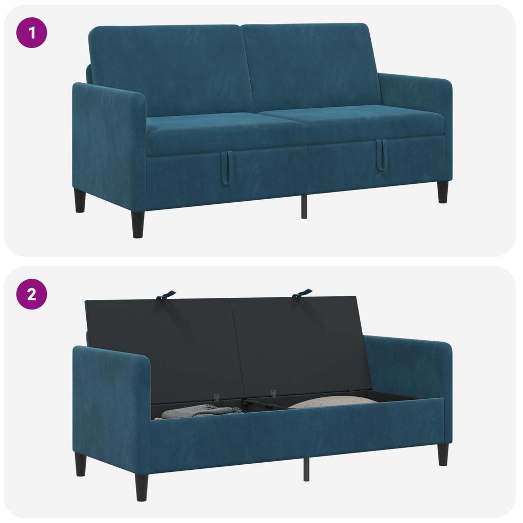 Blue Storage Sofa 172 x 78 x 87 cm Polyester