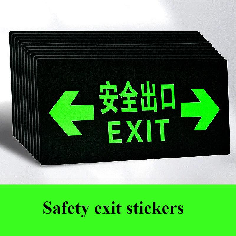 Safety Signs Luminous Stickers Safety Exit Instruction Sticker Fluorescent Ground Signs Emergency Indication Signs Decoration
