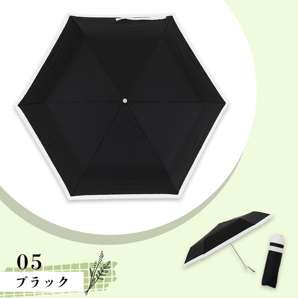 Ogawa Folding UV Suitable for Rain or Stylish Grosgrain Simple Perfect Gift for or Any Other Special LINEDROPS 57421 Women's Parasol, Black, 99.9%