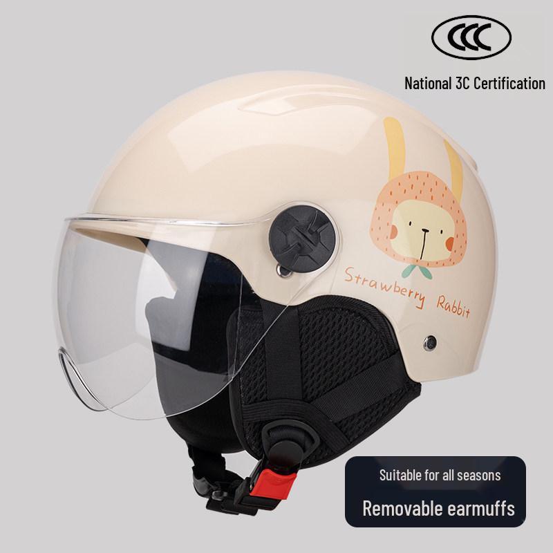 3C Certified Women's Electric Scooter & Motorcycle Helmet - All-Season, Cute, Half-Helmet