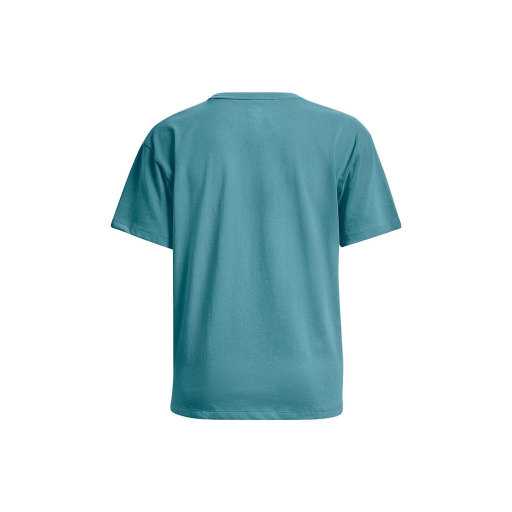 Under Armour Project Rock Johnson Letter Print Pullover Crew Neck Short Sleeve T-Shirt Women tops Glacier-Blue 1376918-433
