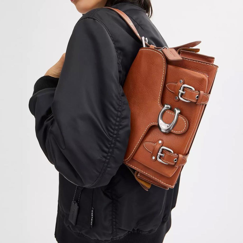 Coach Soft Tabby 26 Logo Snap Grain Leather Shoulder Crossbody Bag Medium Women Bags Silver Polished-Amber CT721-LHBAR