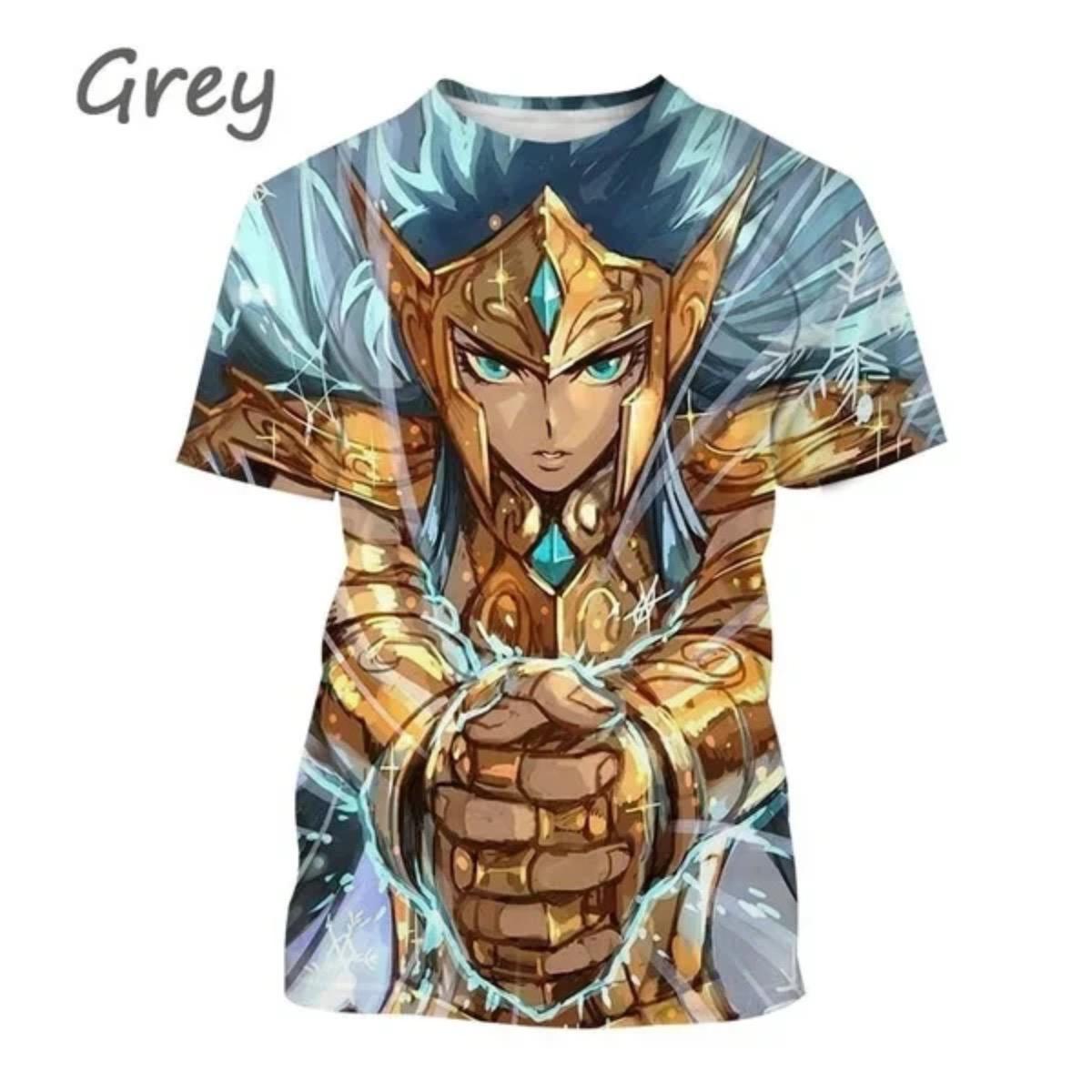 

2024 Последняя летняя мода Harajuku детская мультяшная футболка с принтом Saint Seiya 3D унисекс с короткими рукавами 6XL синий