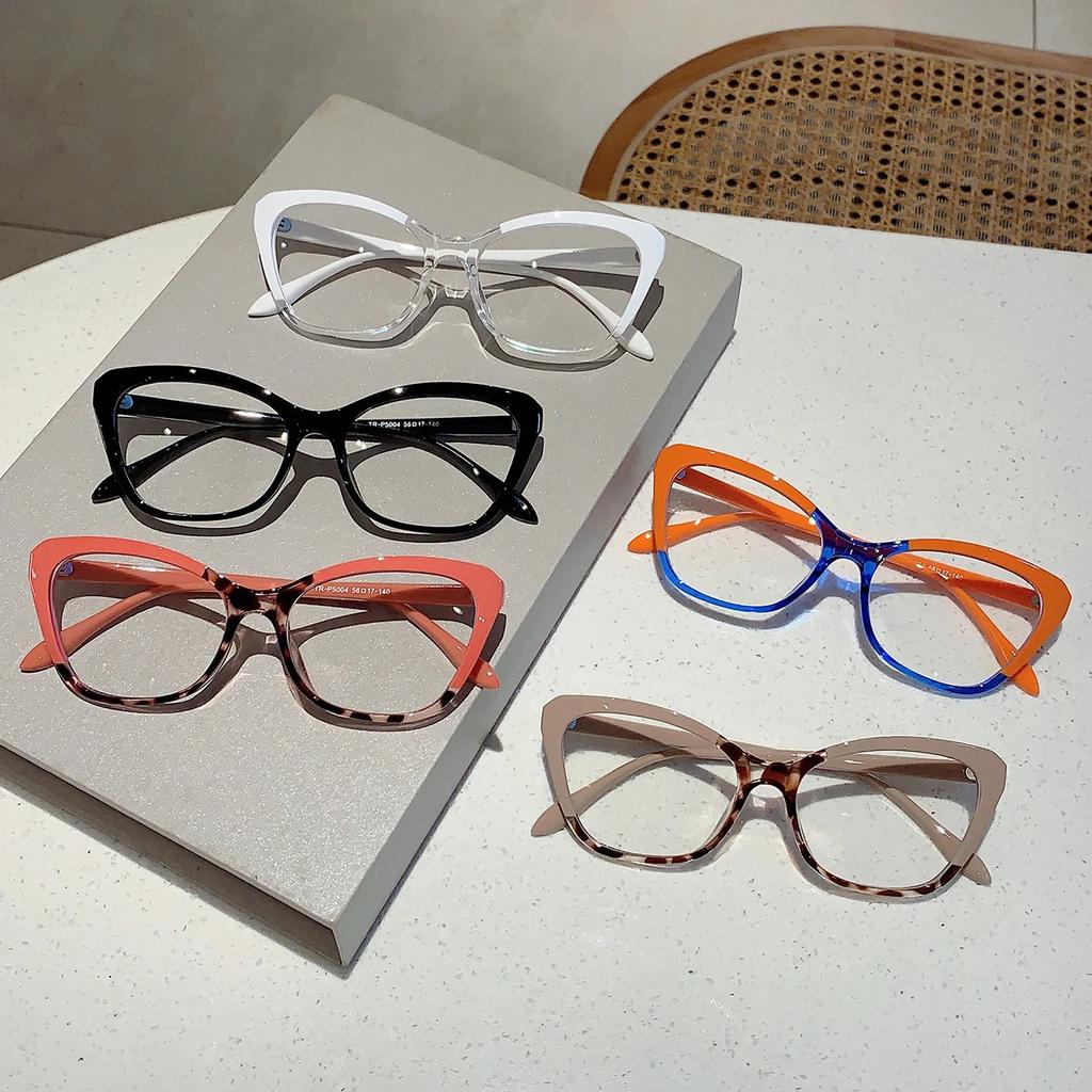 Vintage Cat Eye Women Eyeglasses Simple Multicolor Rim Blue Light Blocking Spectacles New Trendy Ins Brand Design Eyewear